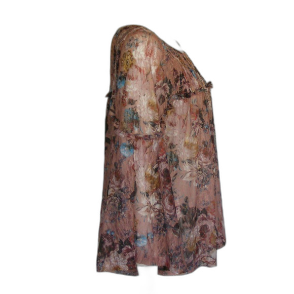 ANTHRO Akemi * Kin Top, L, Smocked, long Sleeve, Wide Neck, Floral, Pink… - Picture 10 of 14